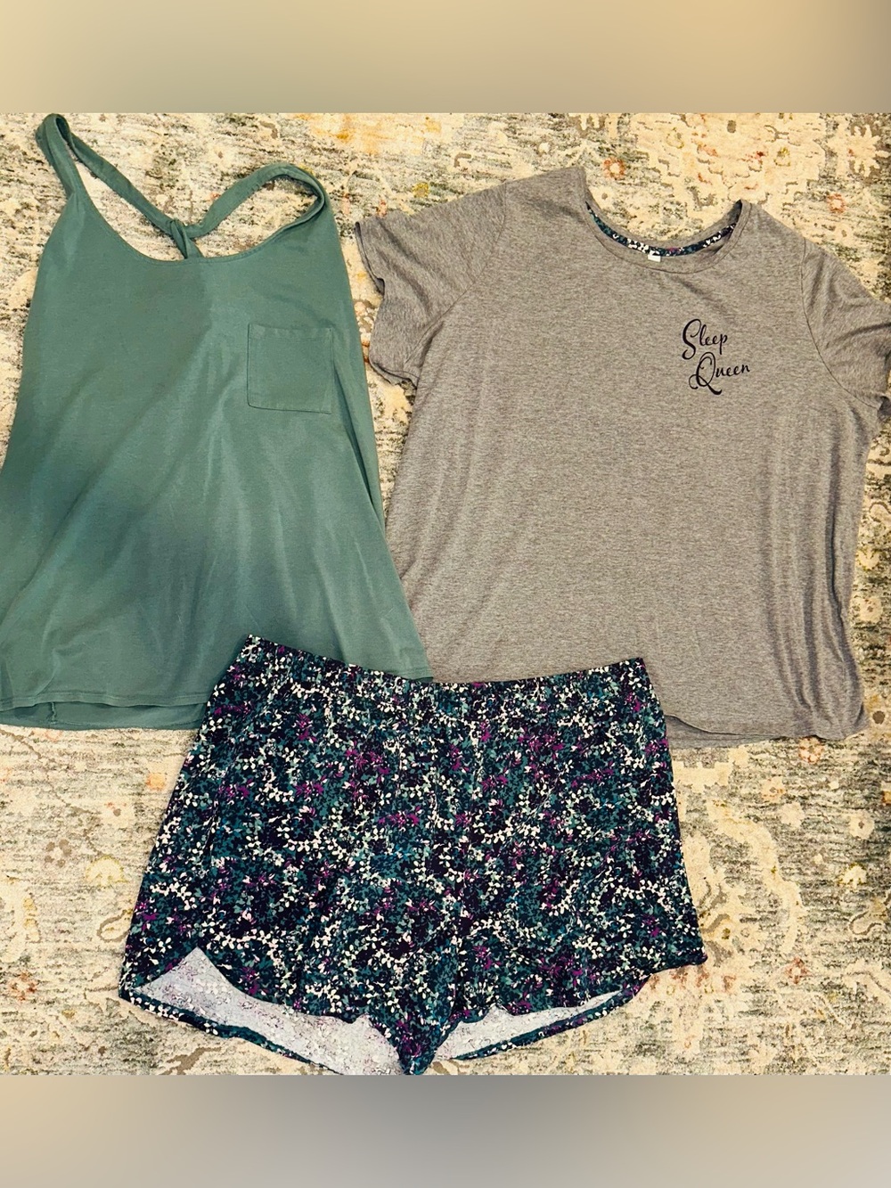 SLEEP by Cacique 3 piece sleep set sz 22/24~Sleep Queen green, purple